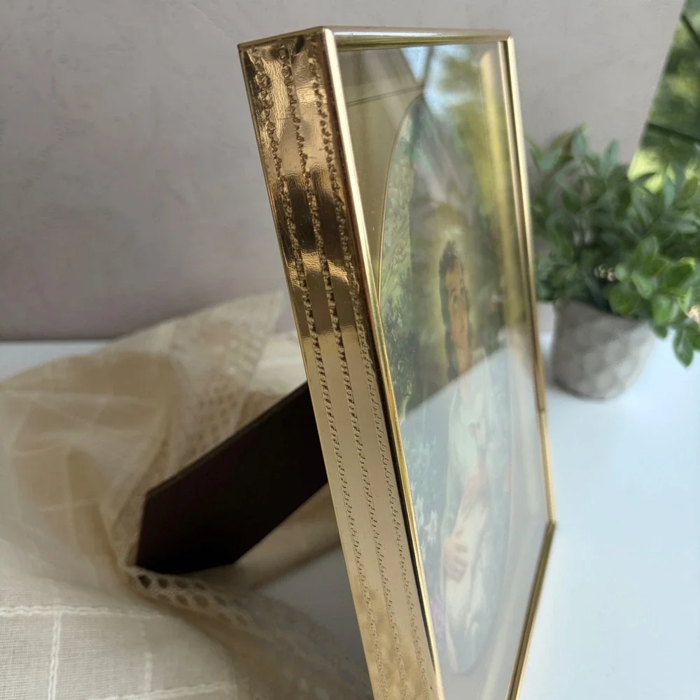 Vintage Jesus Good Shepherd Framed Lithograph Print Gold Tone Frame 8.5x10.5